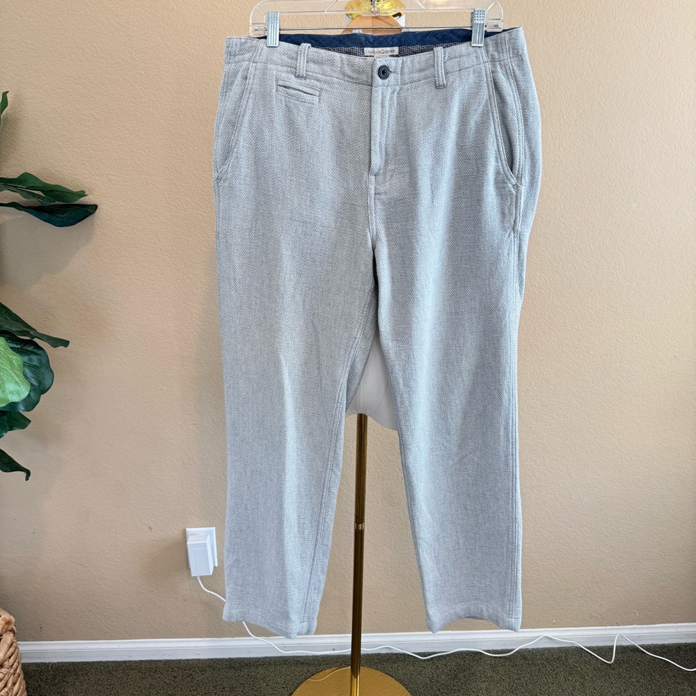 Carbon 2 Cobalt Pants Men 30x29 Gray Textured Cotton Tweed Trousers Slacks Chino